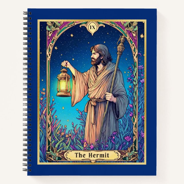 Cuaderno Tarjeta Tarot de Art Nouveau, The Hermit Journal (Anverso)