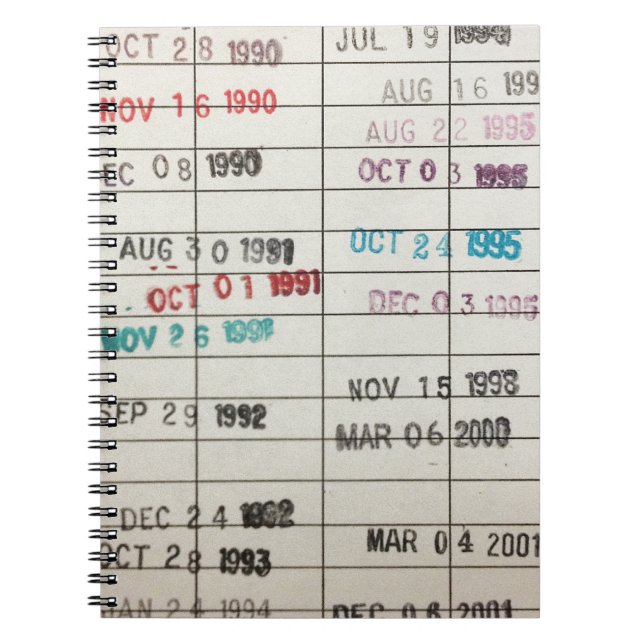 Cuaderno Tarjetas de fecha debida de la biblioteca del (Frente)