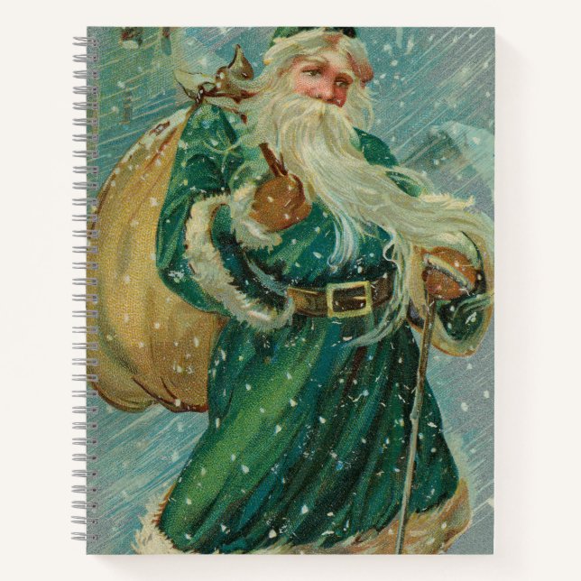 Cuaderno Tarjetas de Navidad de Santa Claus Retro (Anverso)