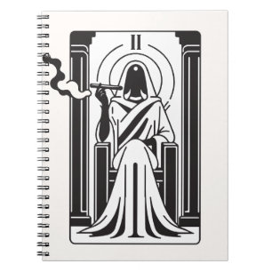 Cuaderno Tarot Alta Sacerdotisa Fumando Hierba Ocultismo