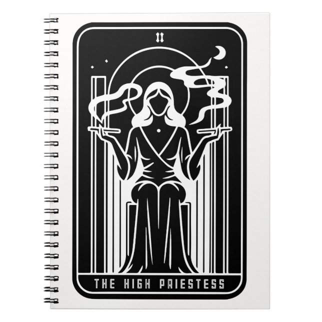 Cuaderno Tarot Alta Sacerdotisa Fumando Marihuana Oculta Fe (Frente)
