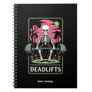 Cuaderno Tarot Card Deadlifts Funny Skeleton Workout Design