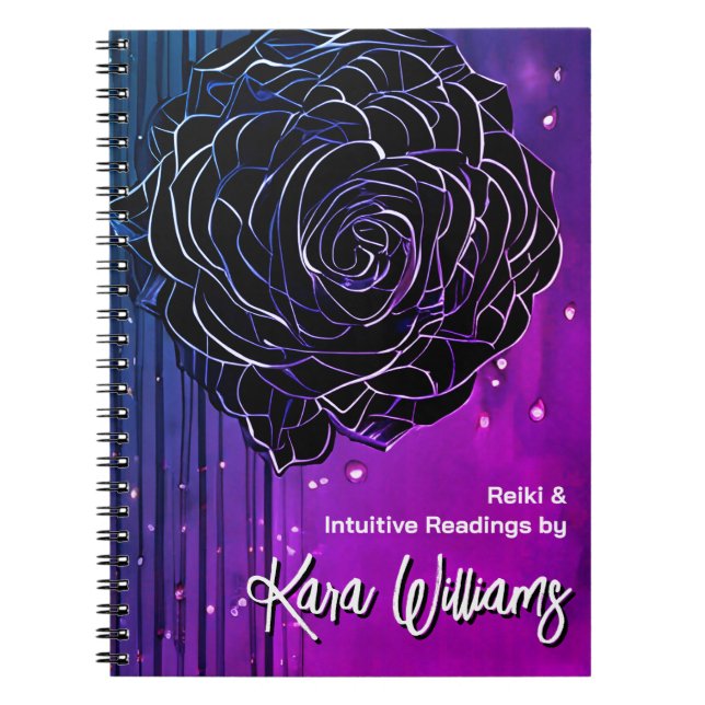 Cuaderno Tarot gótico Rosa negro y morado brillante (Frente)
