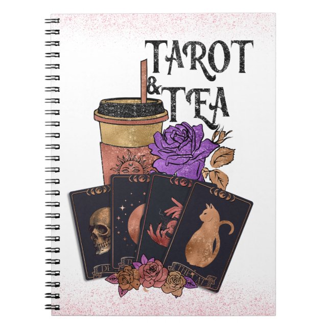 Cuaderno Tarot mágico y tarjeta de té (Frente)