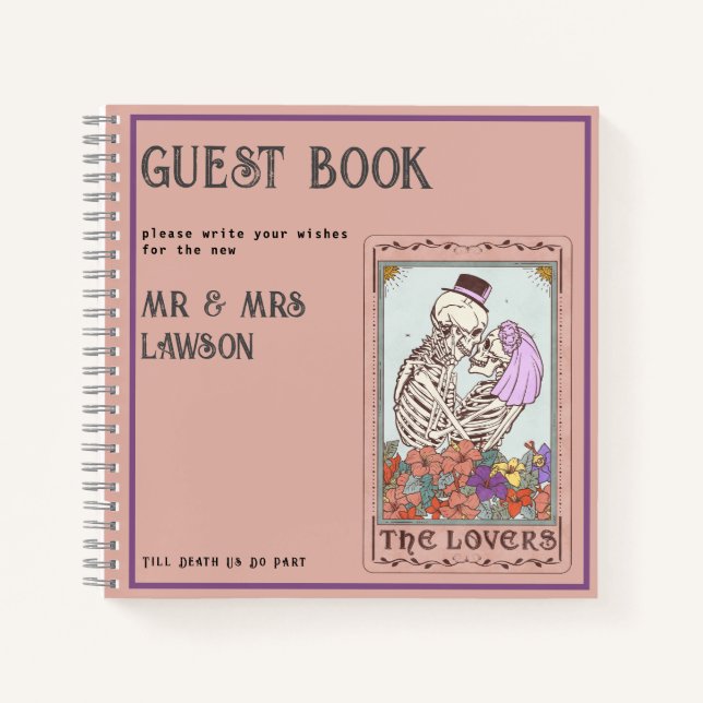Cuaderno Tarot Skeleton Lovers Boda Guest Book (Anverso)