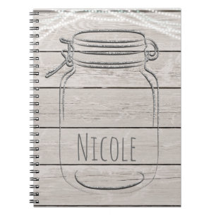 Cuaderno Tarro de Mason de Brillo Falso Plateado Glam Rústi