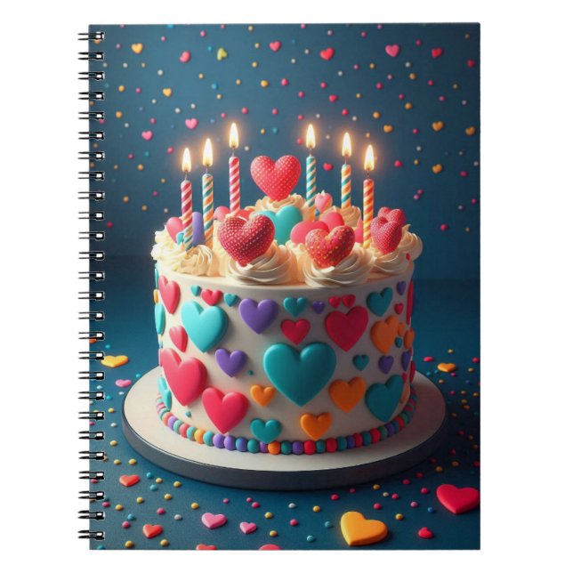 Cuaderno Tarta de cumpleaños Hearts (Frente)