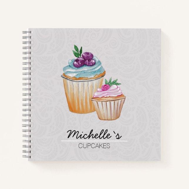 Cuaderno Tarta De Cumpleaños Y Frutas Patrón Acuarela (Anverso)