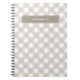 Cuaderno Tartán búfalo moderno beige natural personalizado