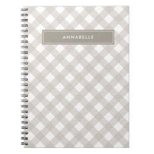 Cuaderno Tartán búfalo moderno beige natural personalizado