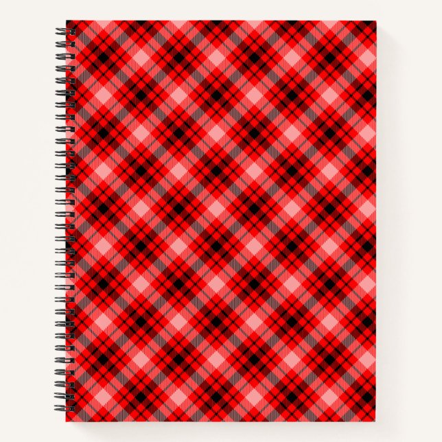 Cuaderno Tartán negro rojo tartán tachado patrón-24899 (Anverso)