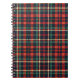 Cuaderno Tartan Plaid Escocés Rojo y Verde Tradicional