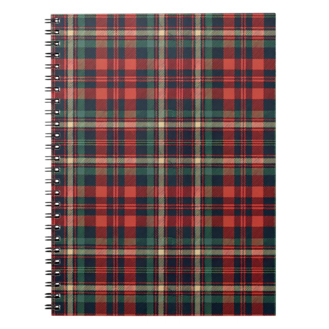 Cuaderno Tartan Plaid Escocés Rojo y Verde Tradicional (Frente)