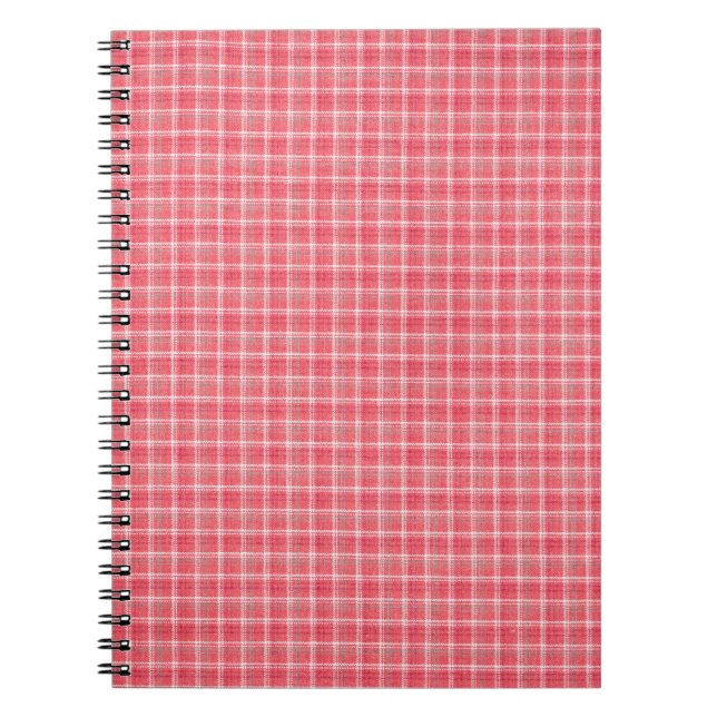 Cuaderno Tartán retro de plante rojo: patrón sin costura. (Frente)