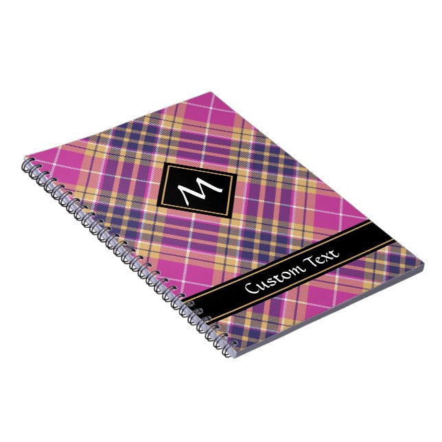 Cuaderno Tartán rosa, dorado y azul (Lado Derecho)