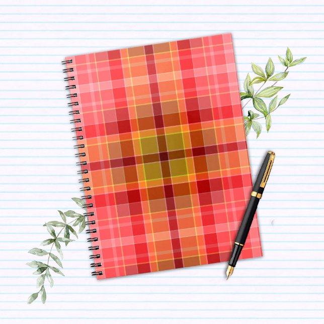 Cuaderno Tartan Rosa Naranja (orange_pink_tartan_notebook)