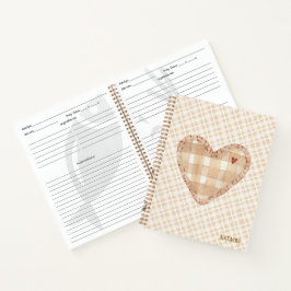 Cuaderno Tartán rústico monograma moderno Cocina marrón