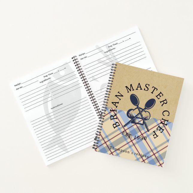 Cuaderno Tartan rústico personalizado Classic Farmhouse Mar (Interior)