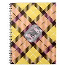 Tartán Tartán amarillo rosado Monograma de acero m