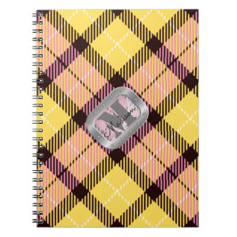 Cuaderno Tartán Tartán amarillo rosado Monograma de acero m