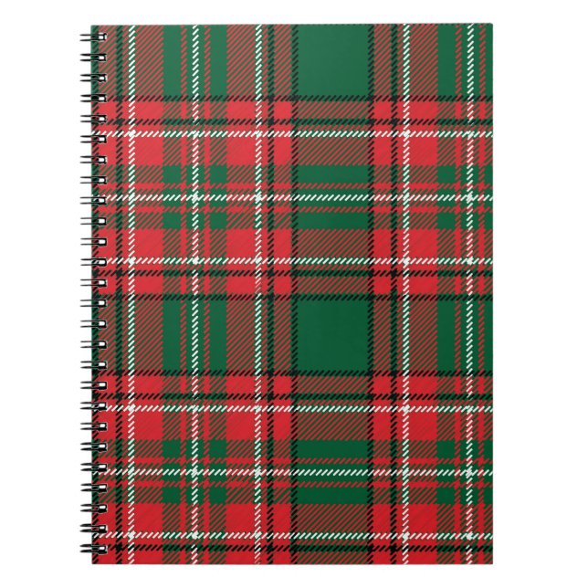 Cuaderno Tartán tradicional: tónica rojizo-verde de yeso. (Frente)