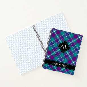 Cuaderno Tartán verde marino, púrpura y azul