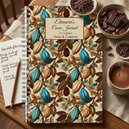Cuaderno Tasting de Chocolate con Patrón de Cacao Turquesa