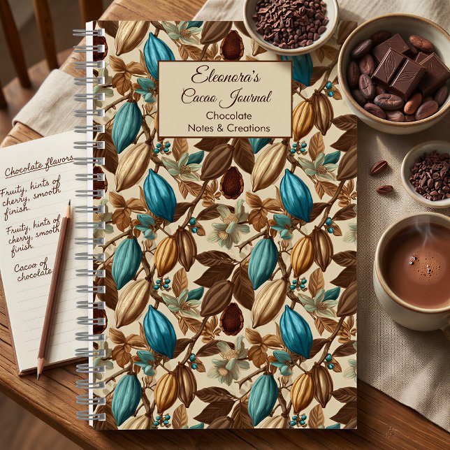 Cuaderno Tasting de Chocolate con Patrón de Cacao Turquesa (Subido por el creador)