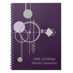 Cuaderno Tattoo Linework   Monograma verde púrpura bohemio