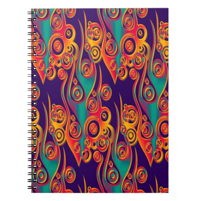 Cuaderno Tattoo Pattern Art - llamas y círculos (Frente)