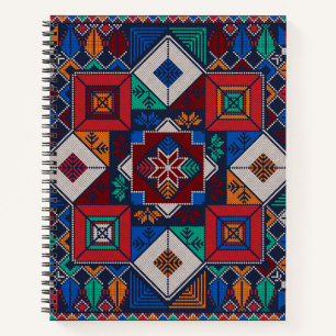 Cuaderno Tatuaje de bordado tradicional palestino colorido