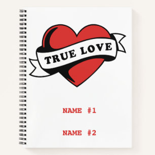 Cuaderno Tatuaje de corazón de amor verdadero Diseño de r