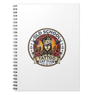 Cuaderno Tatuaje de escuela antigua gato gatito lindo diseñ