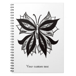 Cuaderno Tatuaje Tribal Blanco Y Negro De Mariposa