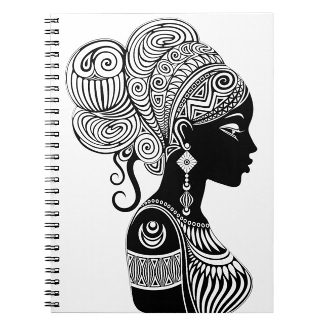 Cuaderno Tatuaje tribal de retrato Chica africano (Frente)