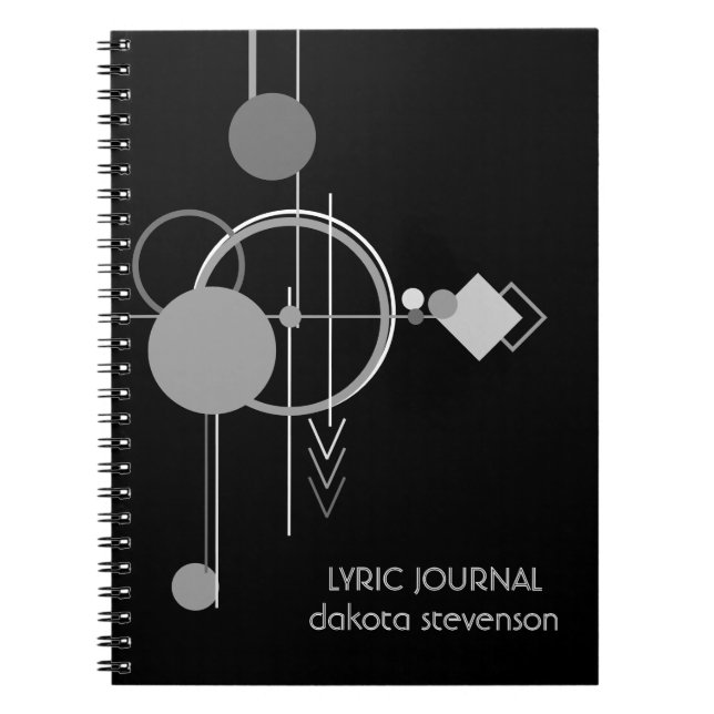 Cuaderno Tatuajes Art Deco Moderno | Letras negras y grises (Frente)