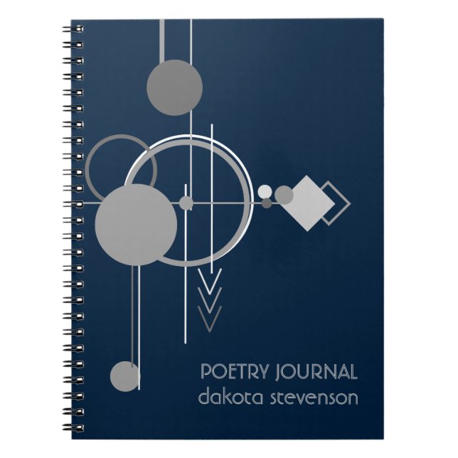 Cuaderno Tatuajes Art Deco Moderno | Marca negra y gris (Frente)