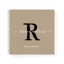 Taupe Elegant Monograma Nombre Inicial