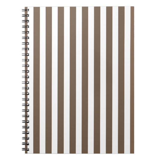 Cuaderno Taupe y rayas de caramelo blanco (Frente)