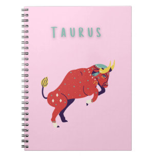 Cuaderno Tauro rosa, zodiaco, impresión de signo zodiacal