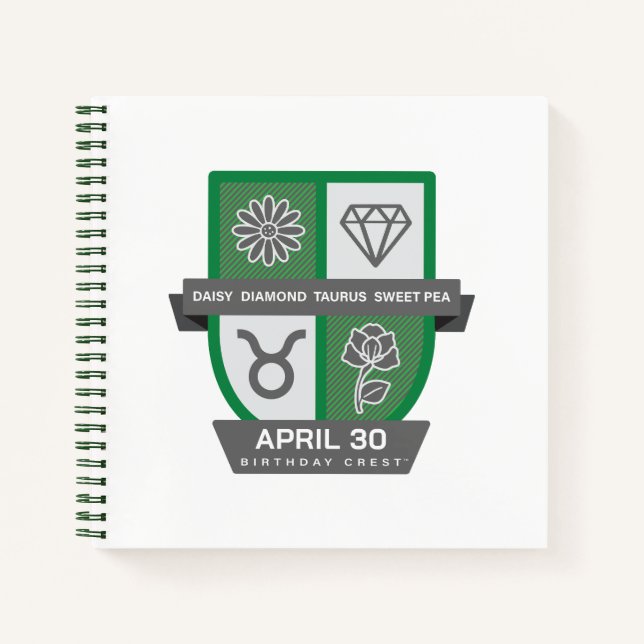 Cuaderno Taurus Crest de Cumpleaños™ para 20-30 de abril (Anverso)