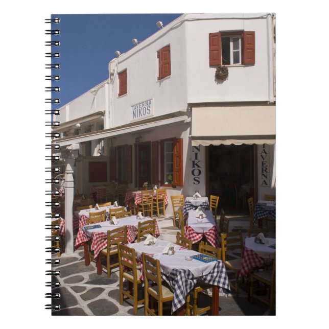 Cuaderno Taverna Nikos, Mykonos, Islas Cícladas, Grecia (Frente)