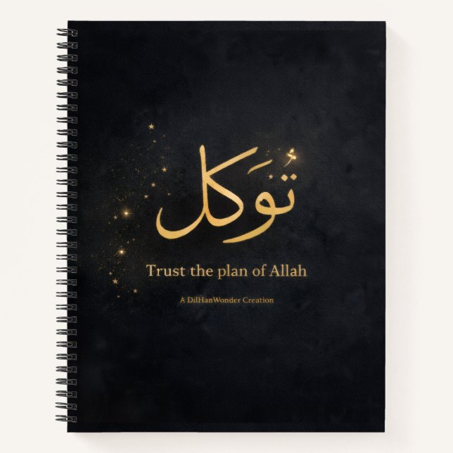 Cuaderno Tawakkul Gold Arabic Calligraphy – Trust the Plan  (Anverso)