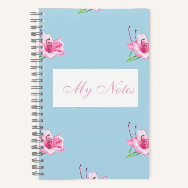 Cuaderno Taza azul con Lilly's rosadas (Anverso)