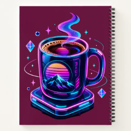 Cuaderno Taza de café estética de neón Cyberpunk cubierta d