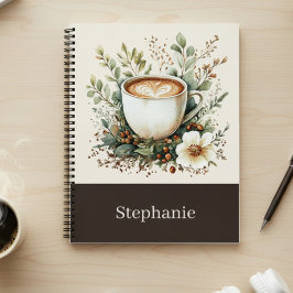 Cuaderno Taza de café personalizada floral