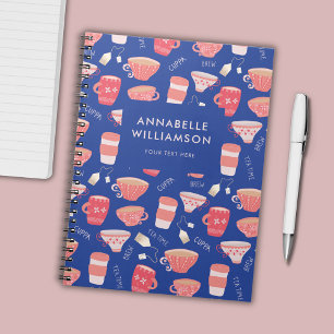Cuaderno Taza de té antigua con patrón de melocotón