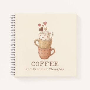 Cuaderno Tazas Corazones Café y Pensamientos Creativos