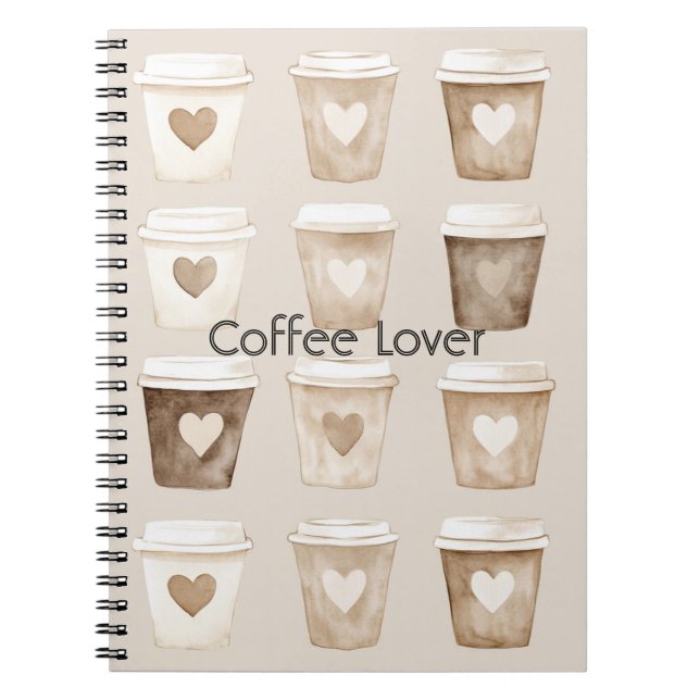 Cuaderno Tazas de Corazón de Café con Crema (Frente)