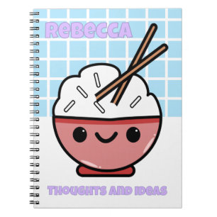 Cuaderno Tazón de Arroz Kawaii Lindo – Personalizado
